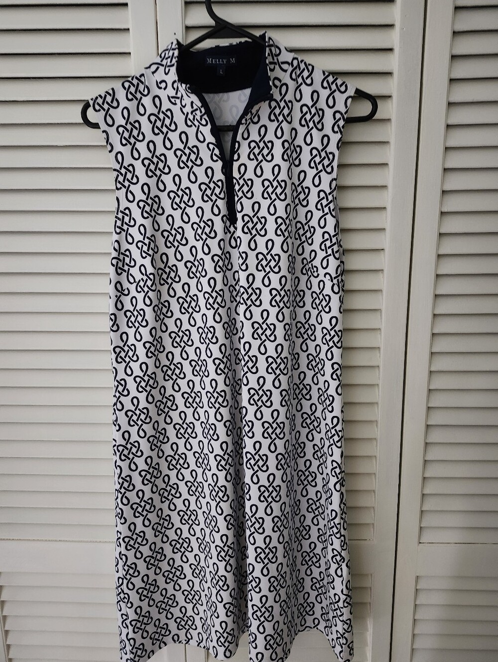 Melly M Black & White Sleeveless Midi Zip-Front Dress